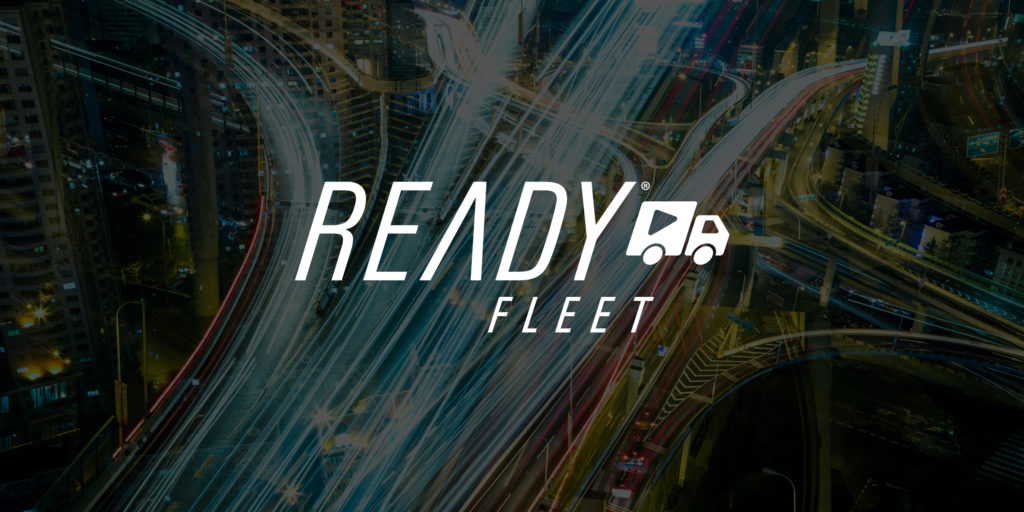 Ready Fleet logo over abstract long exposure photo of a highway