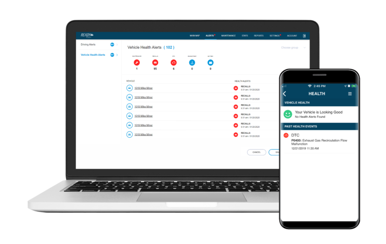 Ready Fleet dashboard example on laptop and smartphone