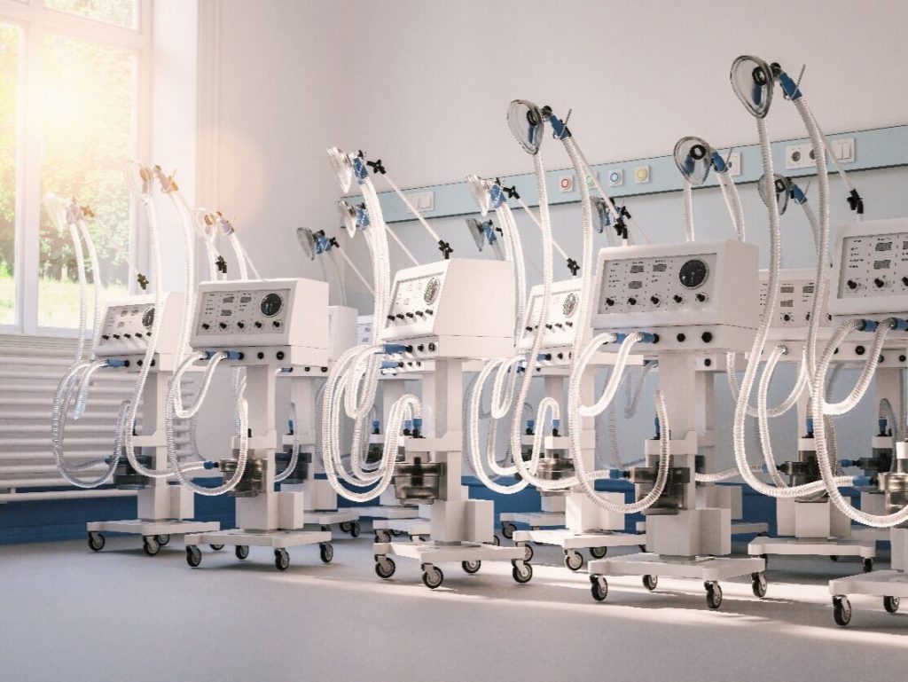 Hospital equipment stored in empty room