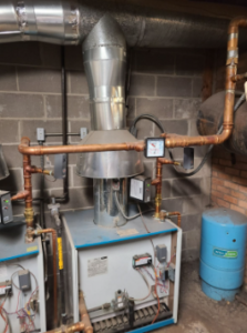 A residential boiler outfitted with pressure and temperature IoT sensors